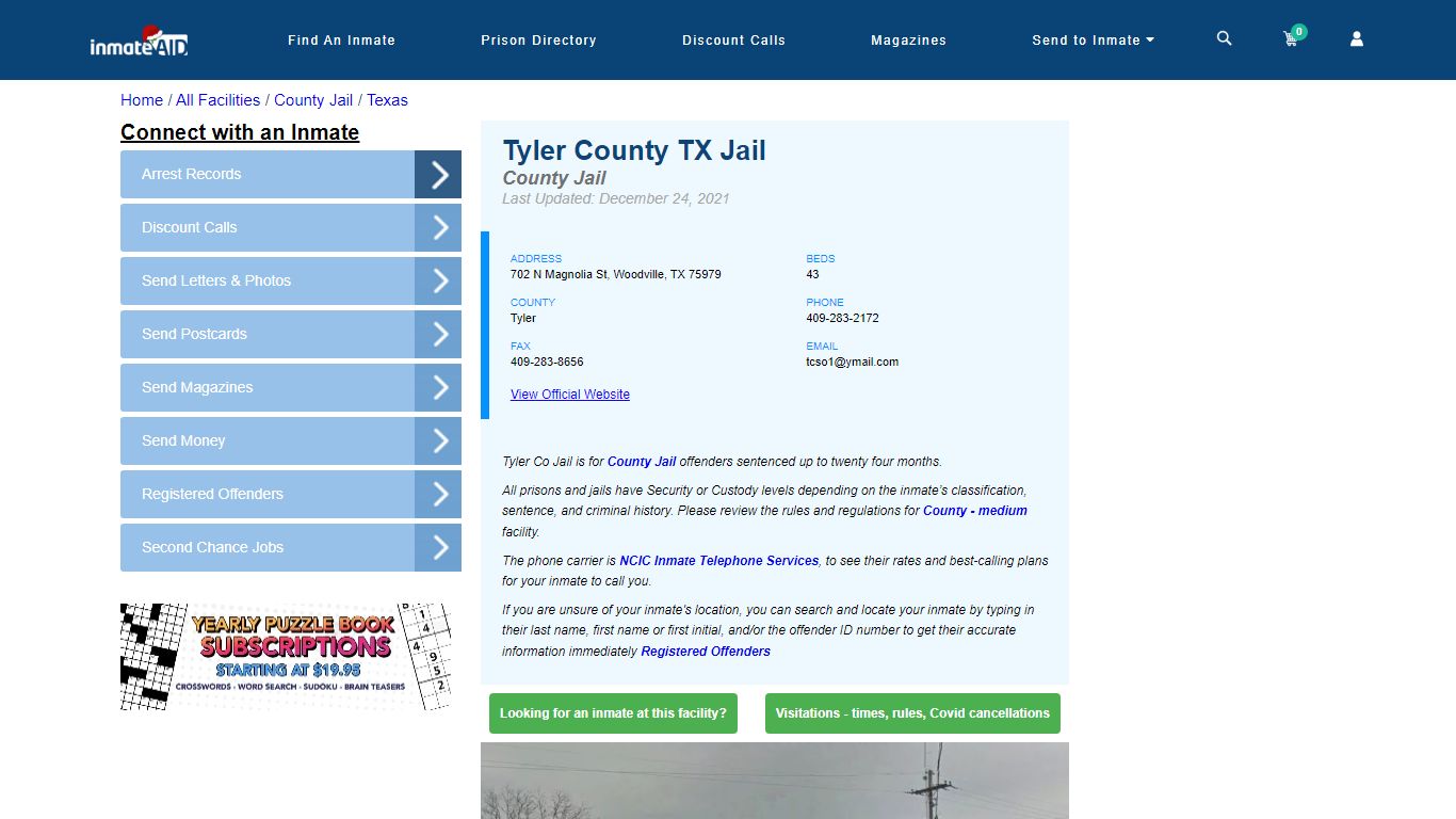 Tyler County TX Jail - Inmate Locator - Woodville, TX